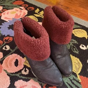 UGG Layna Black Shearling Leather High Heeled Convertible Booties Boots Size 7.5